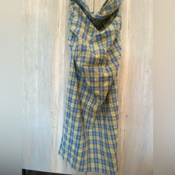 Free People Brandie Plaid Midi Ruched Tube Midi Dress - Picture 4 of 5